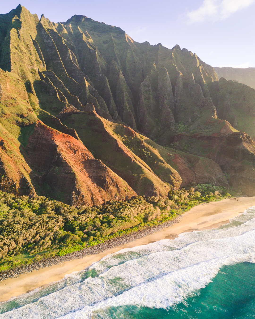 The famous ridges that define the Na Pali Coast in Kauai.