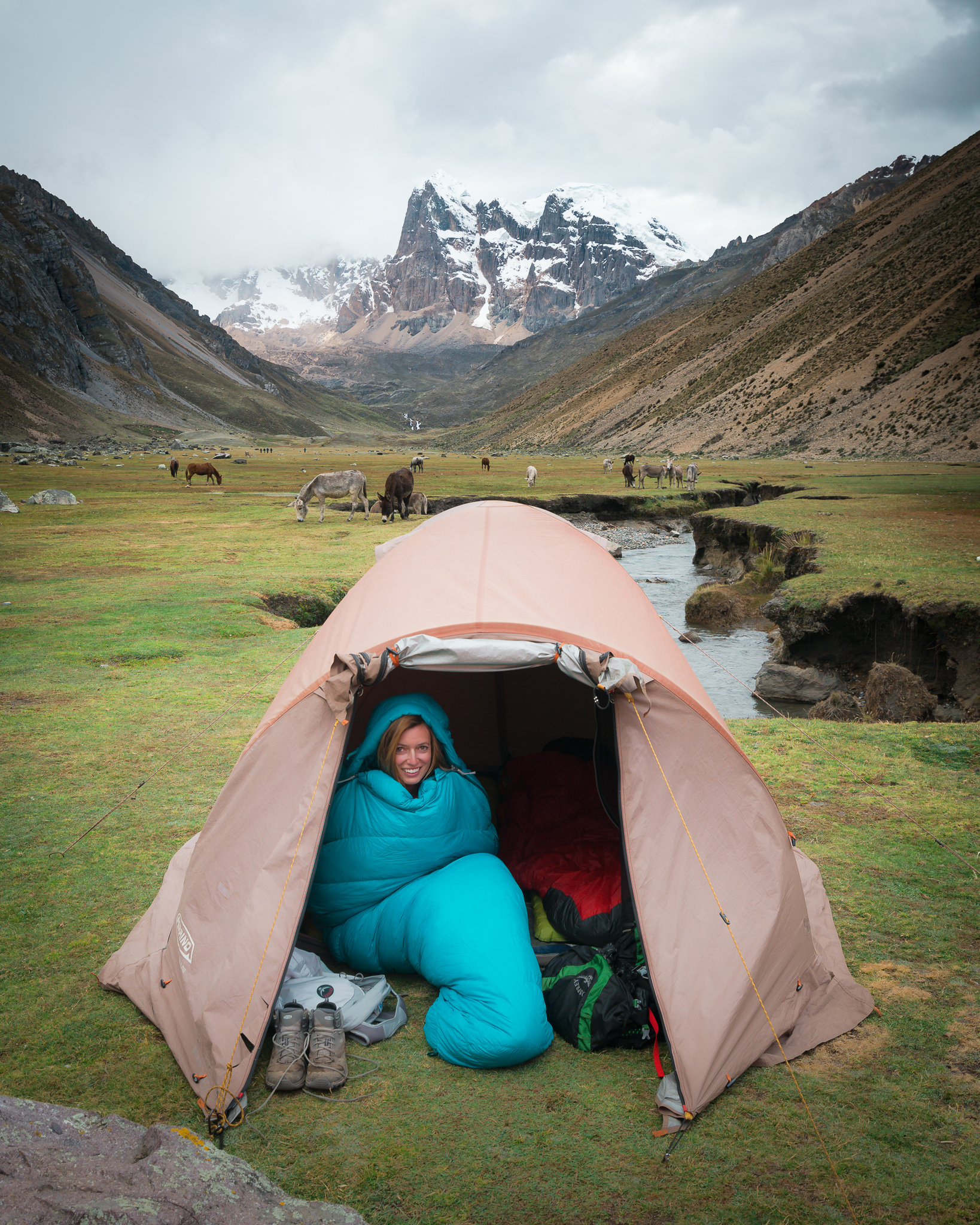 One of many basecamps along the Cordillera Huayhuash Trek in Peru.