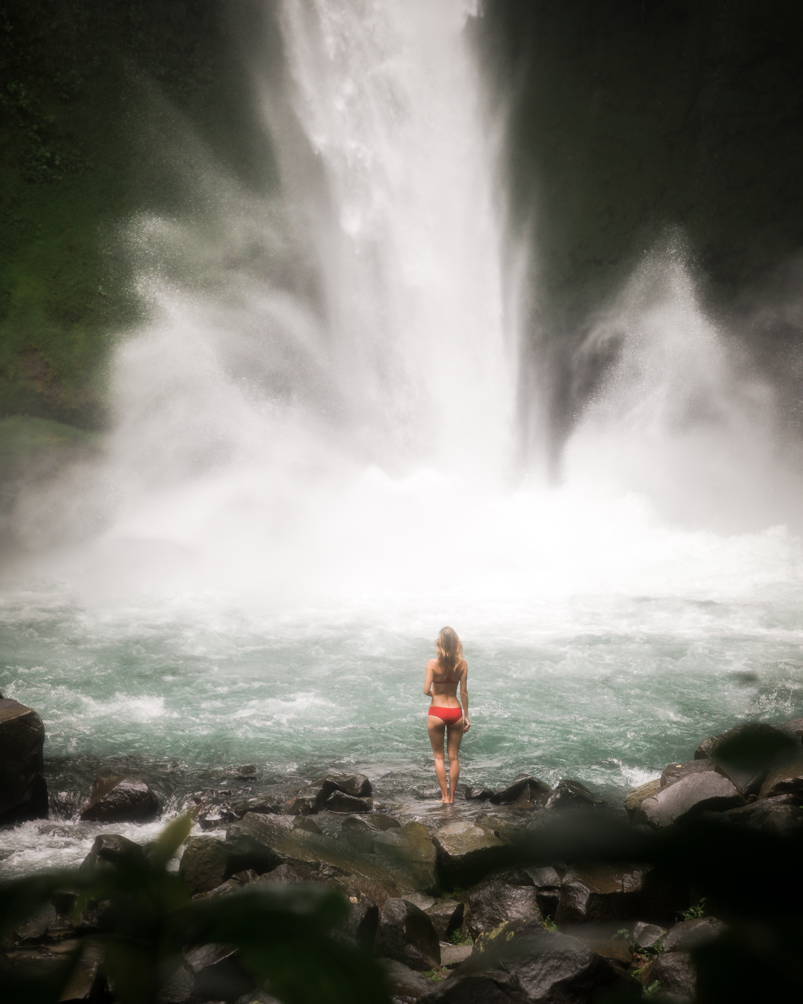 La Fortuna Waterfall, Costa Rica. You aren’t allowed to swim to near the waterfall, but it’s popular to cool down in the water down steam.