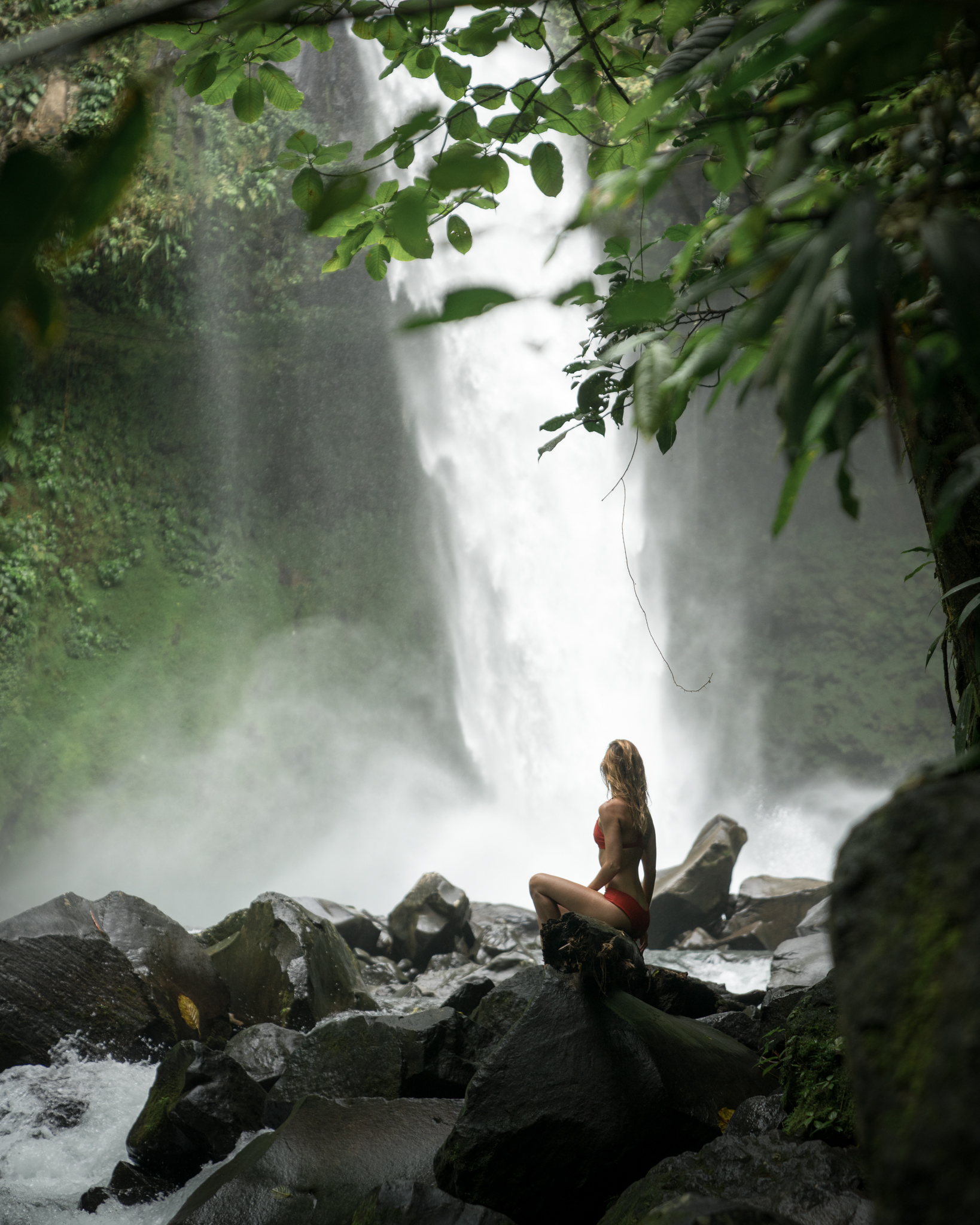 Enjoying the view at La Fortuna Waterfall in Costa Rica.
