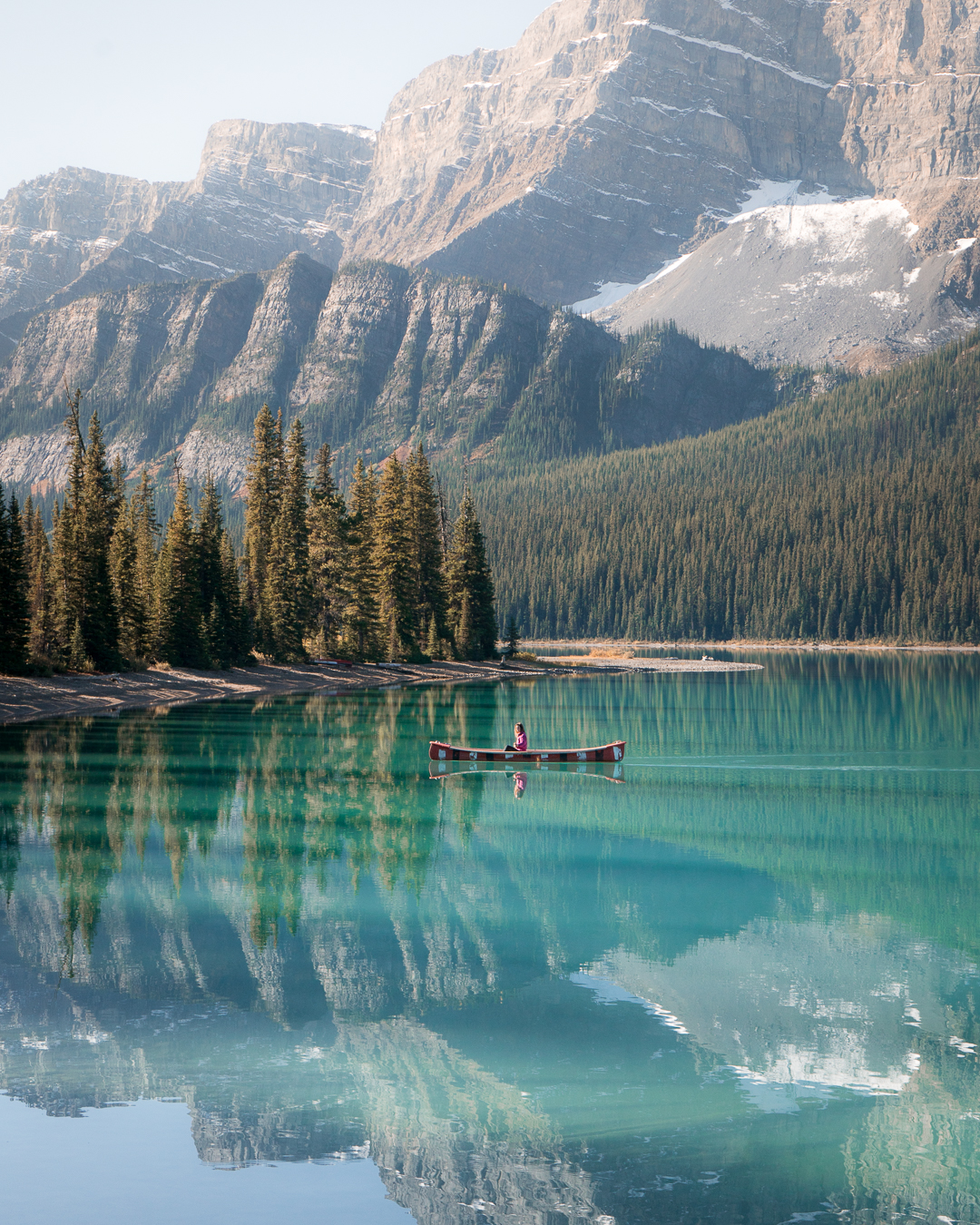 Canoeing on one of Banff’s beautiful alpine lakes.