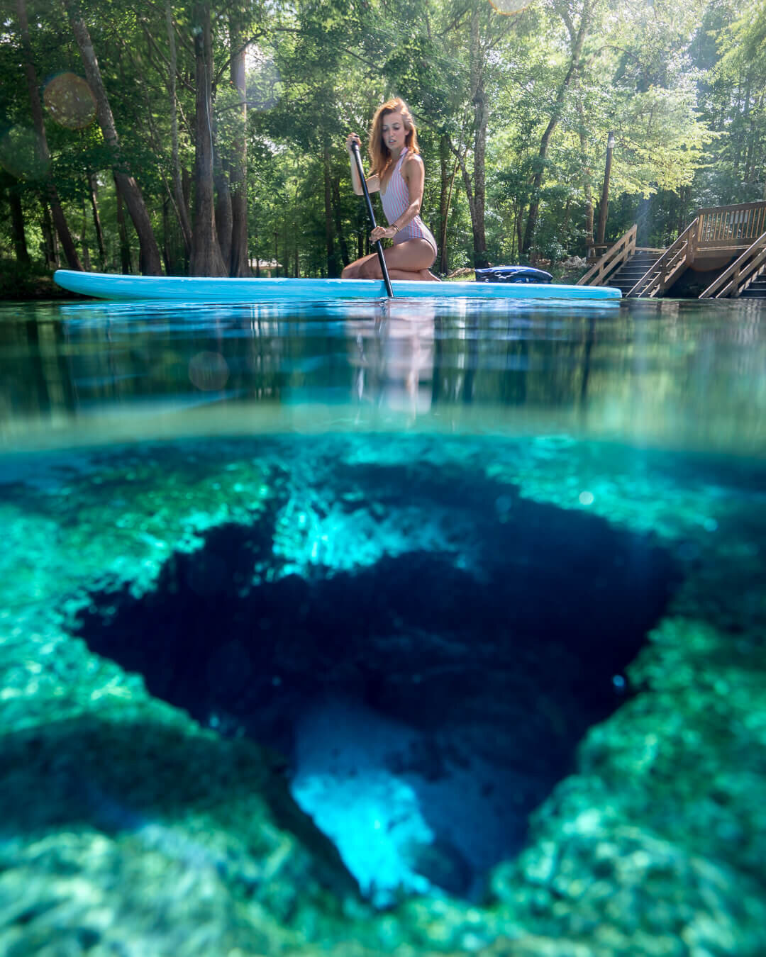 Paddle boarding at Ginnie Springs in Florida.