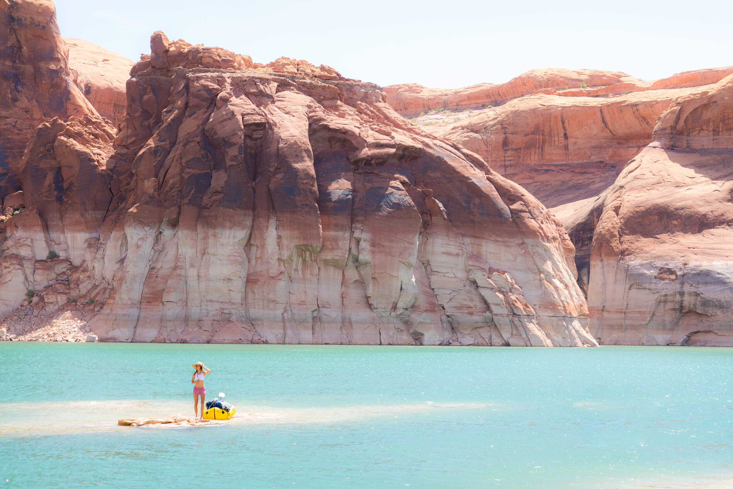 Taking a break on our first day packrafting Lake Powell.