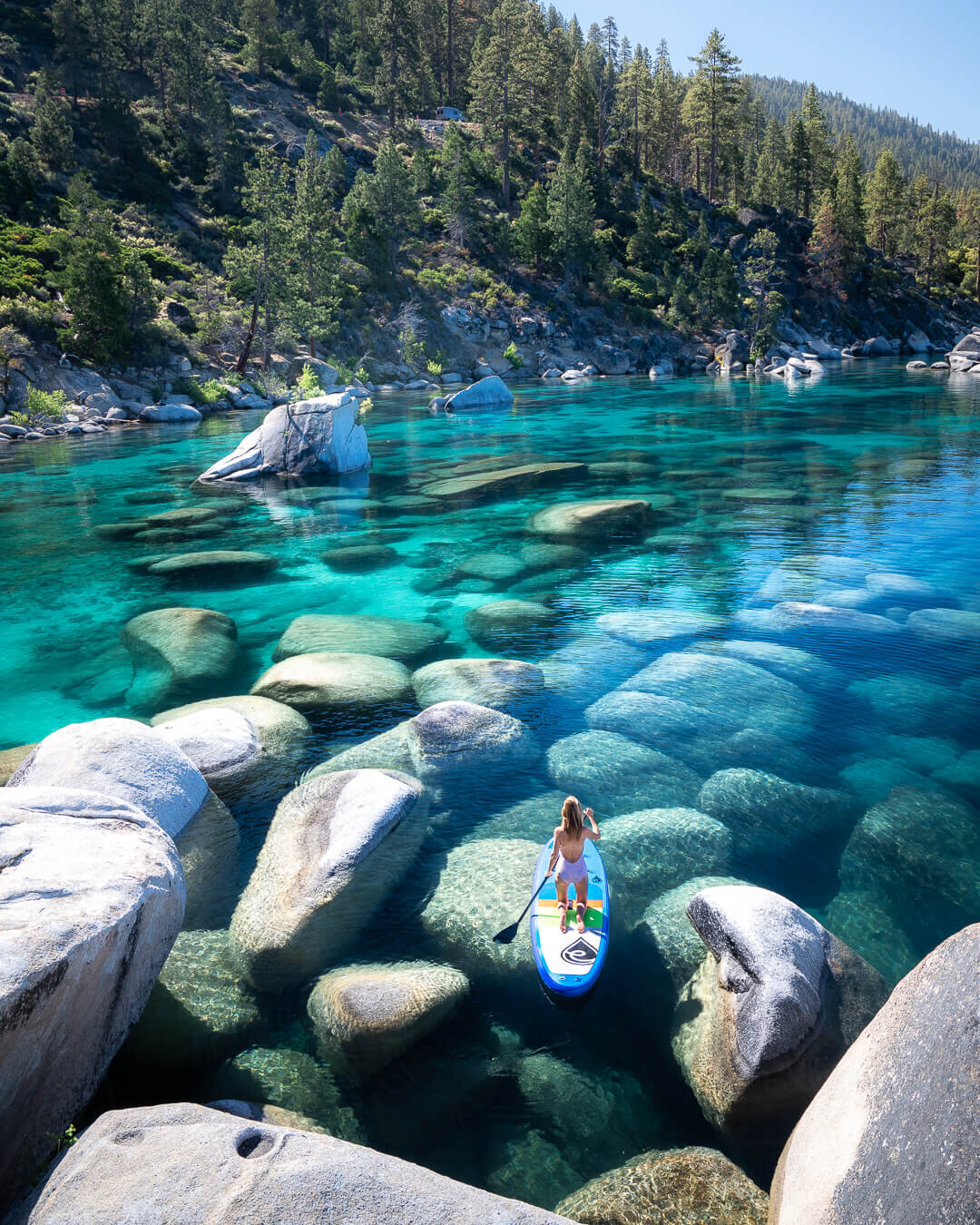 Paddle boarding at Lake Tahoe.