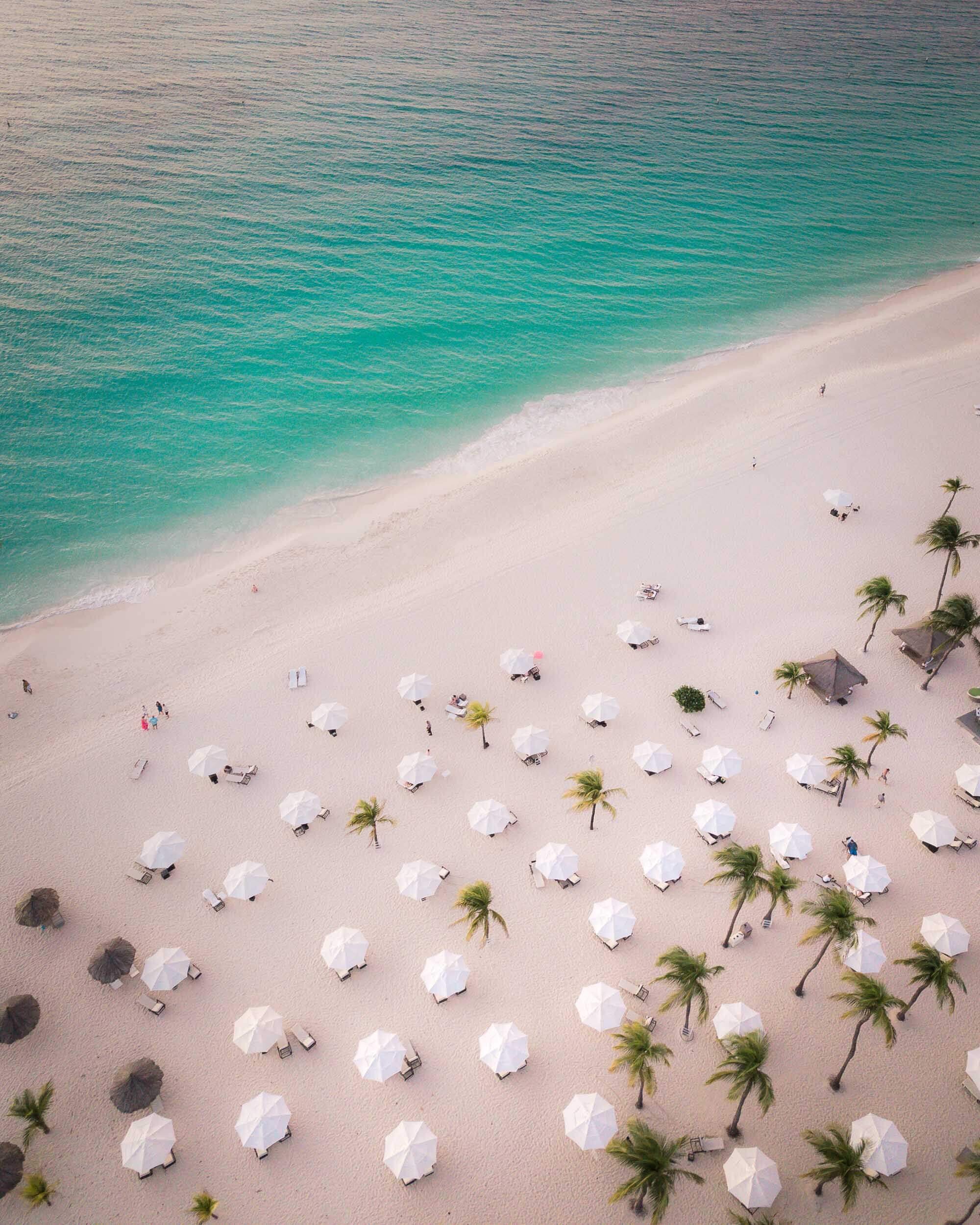 Aerial view of the beautiful Bucuti &amp; Tara Beach Resort on Aruba.