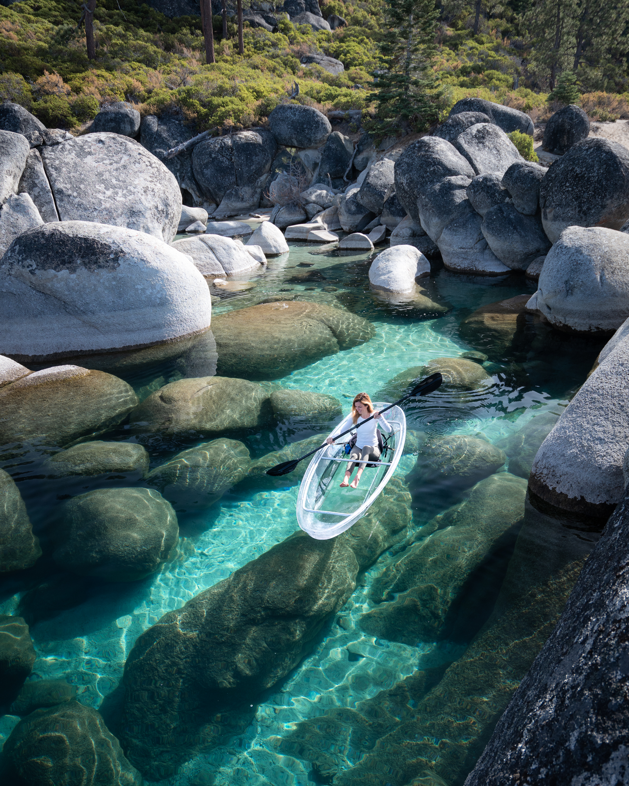 We rented clear kayaks from Wild Society at Lake Tahoe.