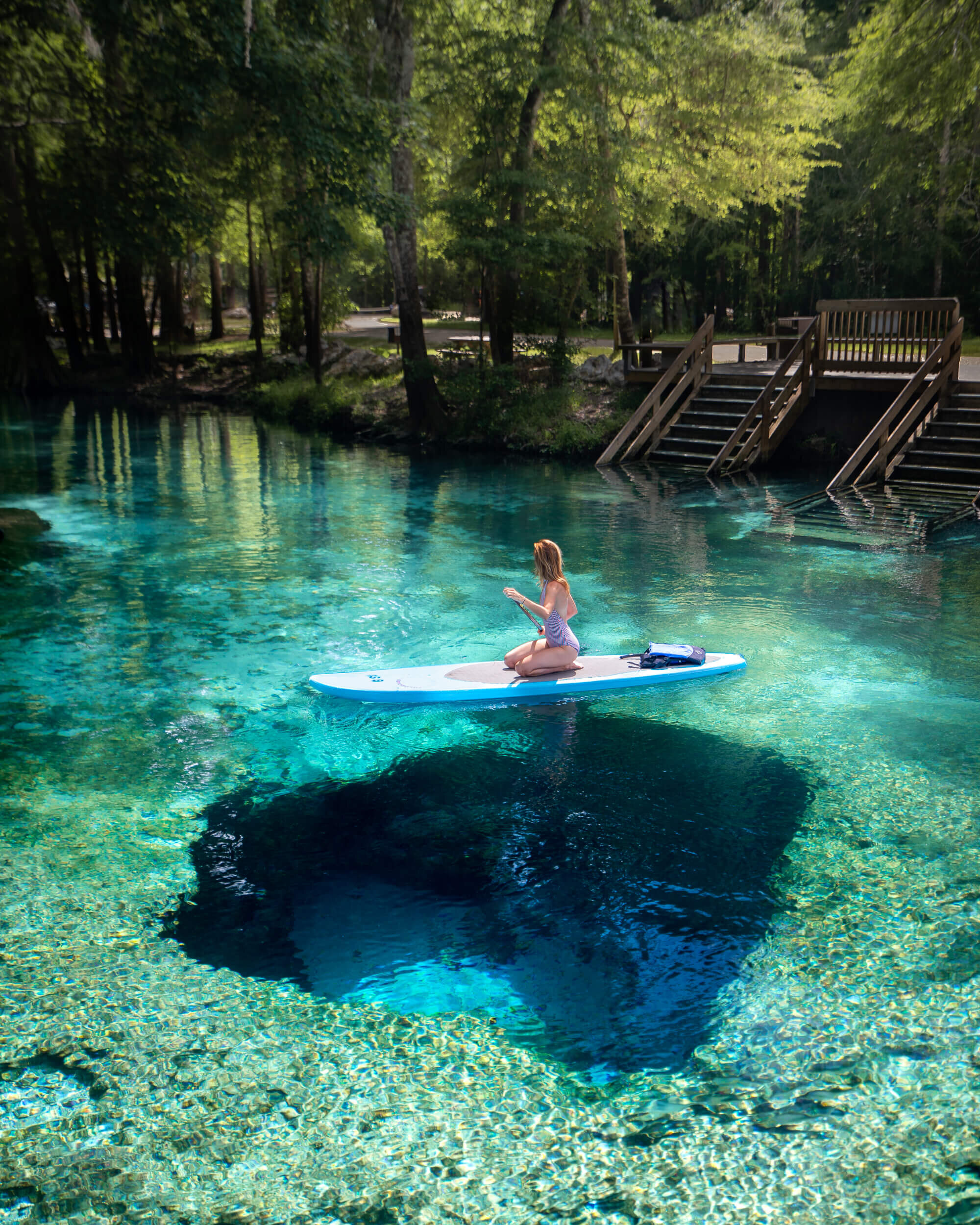 Paddle boarding at Ginnie Springs in Florida.
