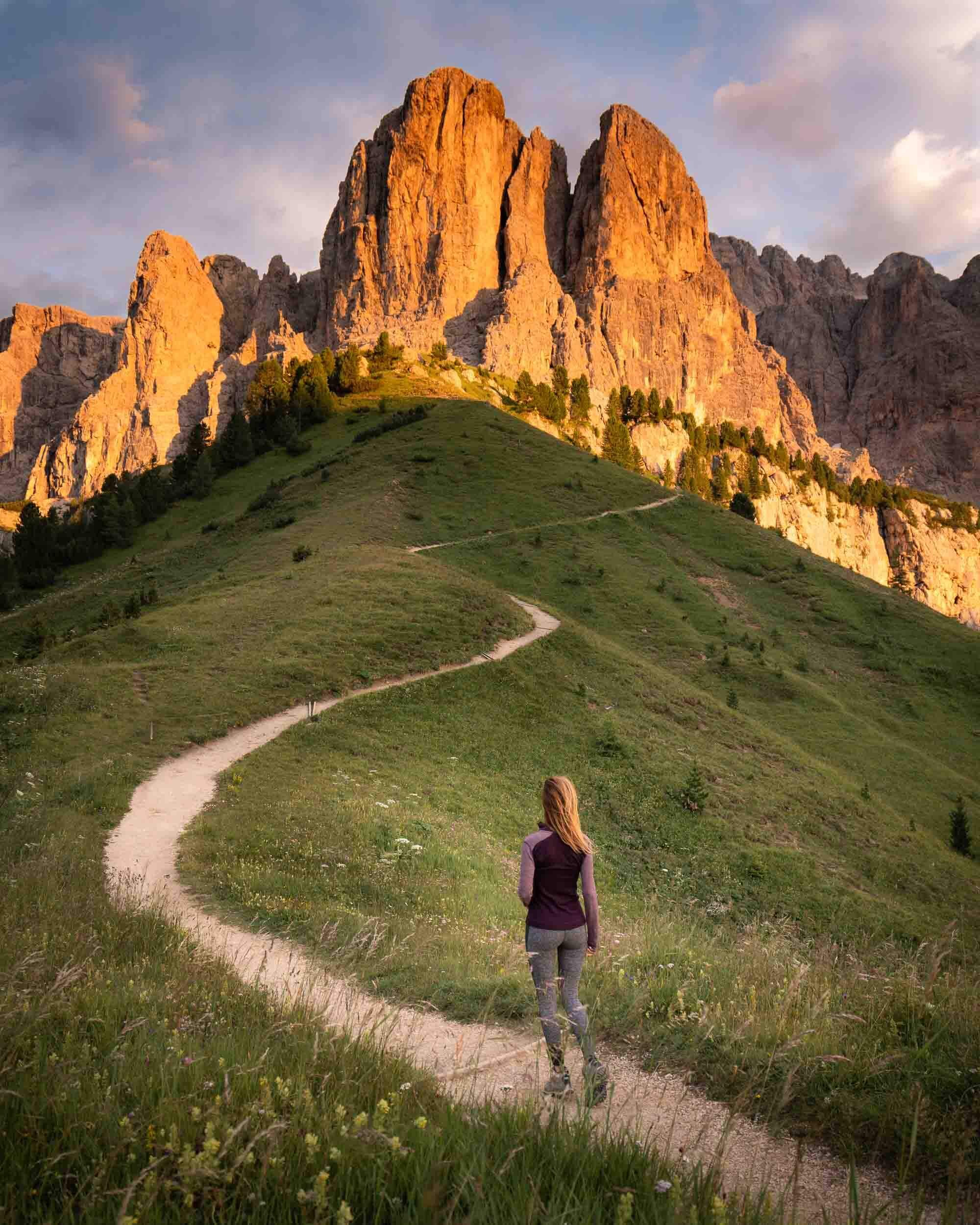 The light just got better and better as the sun set over Pass Gardena in the Italian Dolomites.