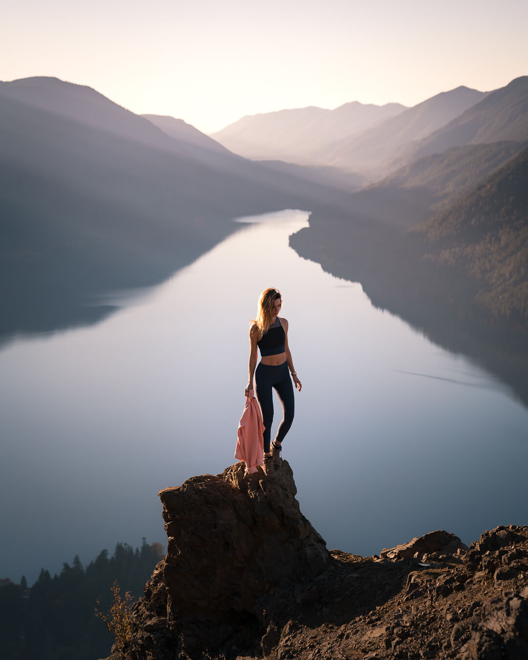Views of Lake Crescent from the top of Mount Storm King on the Olympic Peninsula.
