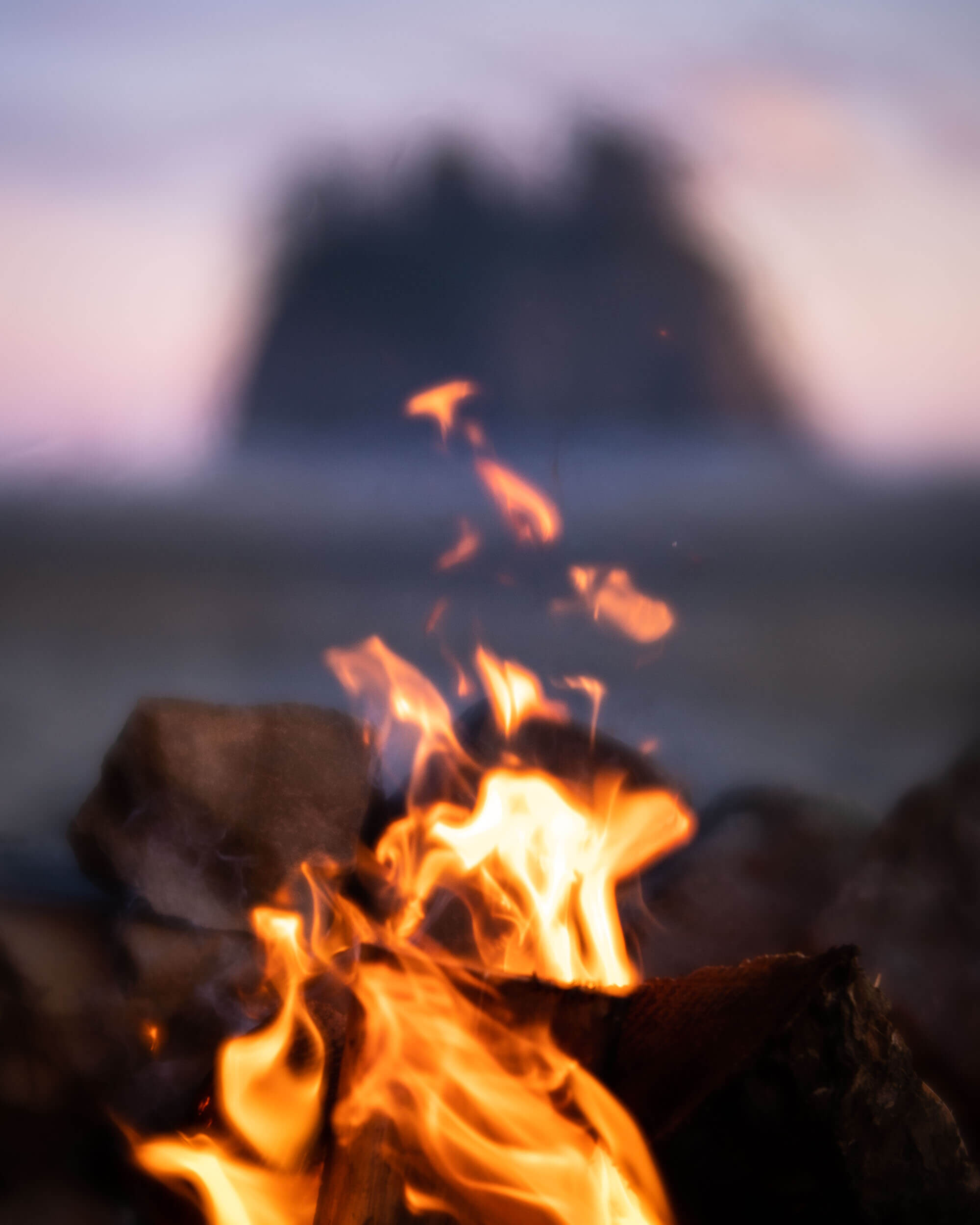 Camp fire on the Olympic Peninsula at Second Beach.