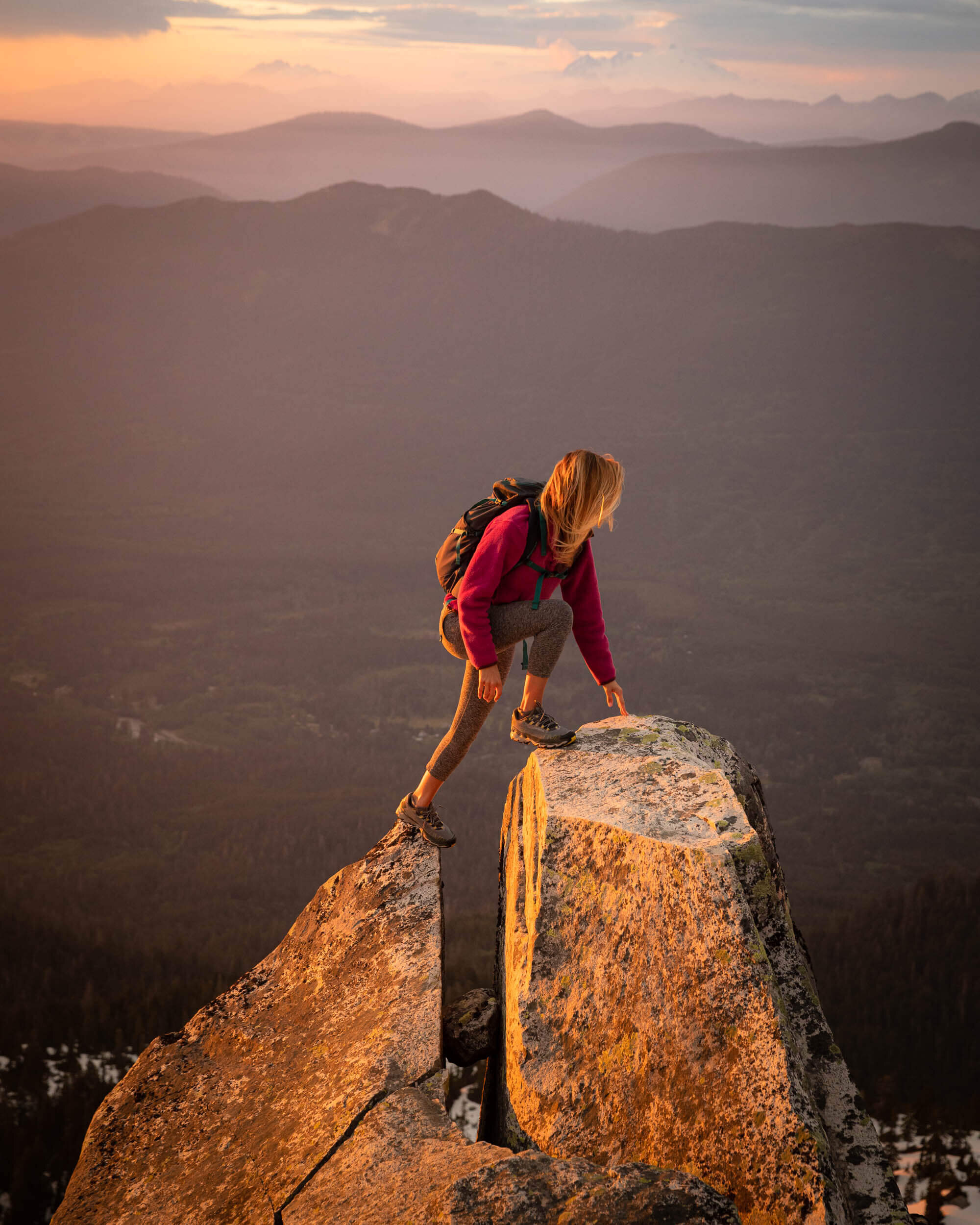 The view from Pilchuck Lookout in Washington State. Wearing : Beyond Yoga  leggings , Patagonia Snap-T Fleece  jacket ;  Shoes : La Sportiva  trail running shoes ;  Backpack : Patagonia Nine Trails 26L  Backpack  // Photo by  Kyle Kotajarvi