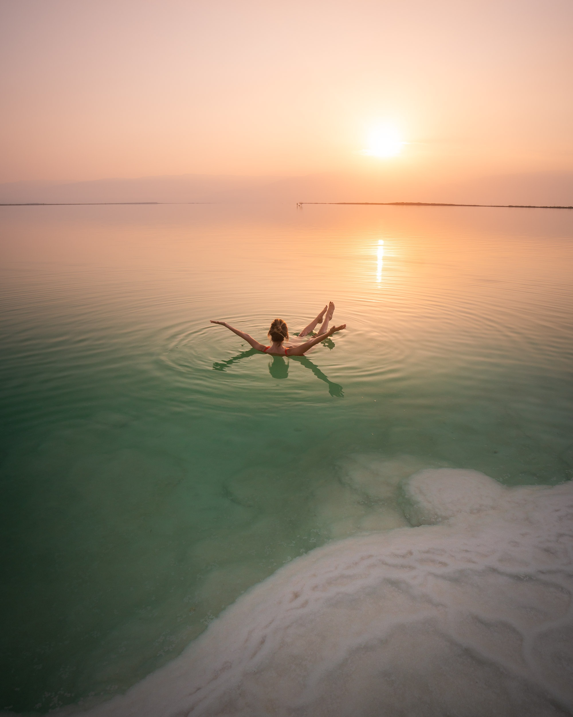 Floating in the Dead Sea in Ein Bokek, Israel.