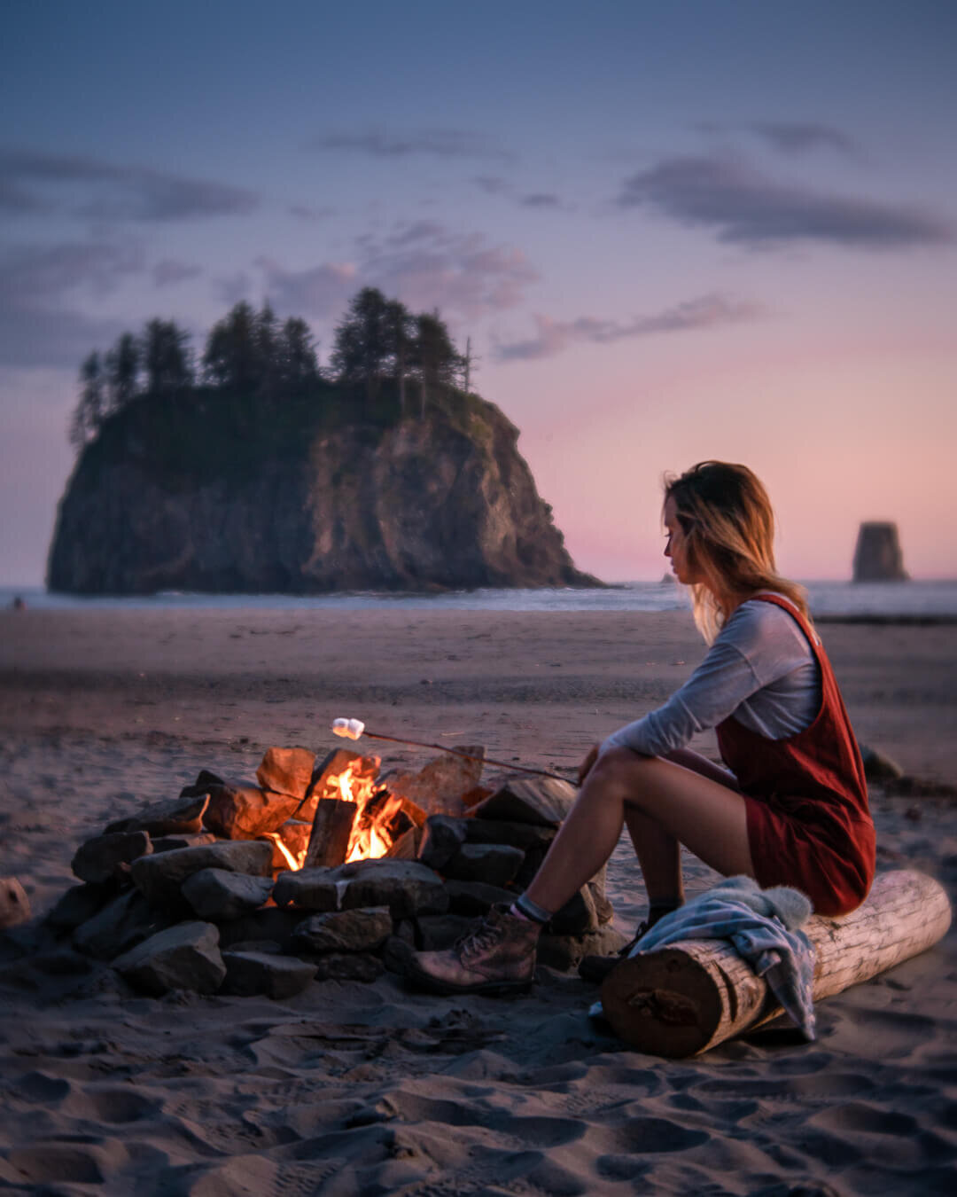 Camping at Second Beach on the Olympic Peninsula in Washington. Wearing: Toad&amp;Co  Jumper  ,The North Face  Long Sleeve Shirt , and Blundstone Lace-Up  Boots .