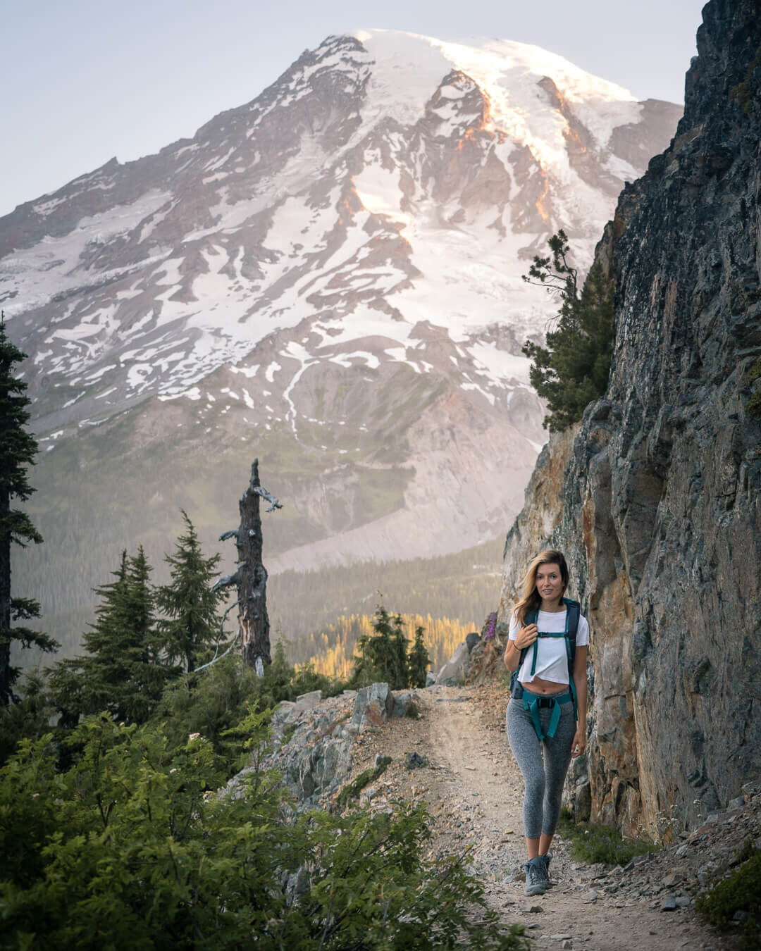 Hiking at Mount Rainier. Wearing: Keen  Hiking Boots , Beyond Yoga  Leggings , Patagonia  Day Pack .