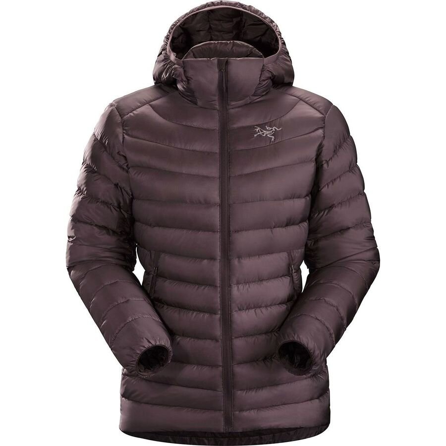 a maroon colored down jacket