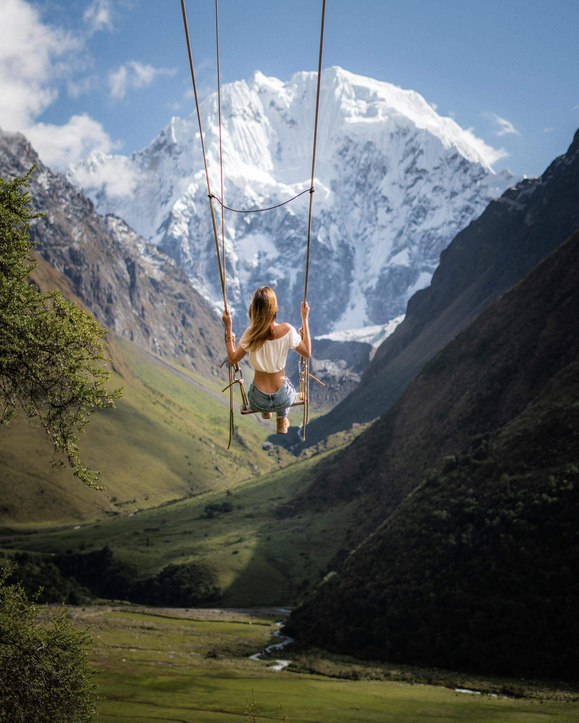 Jess Wandering on swing in Peru.