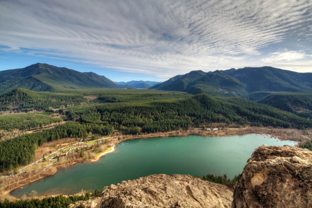 Looking down on The Rattlesnake Lake Recreation Area from the ledge along Rattlesnake Ridge. Photo by:  Zach Taiji