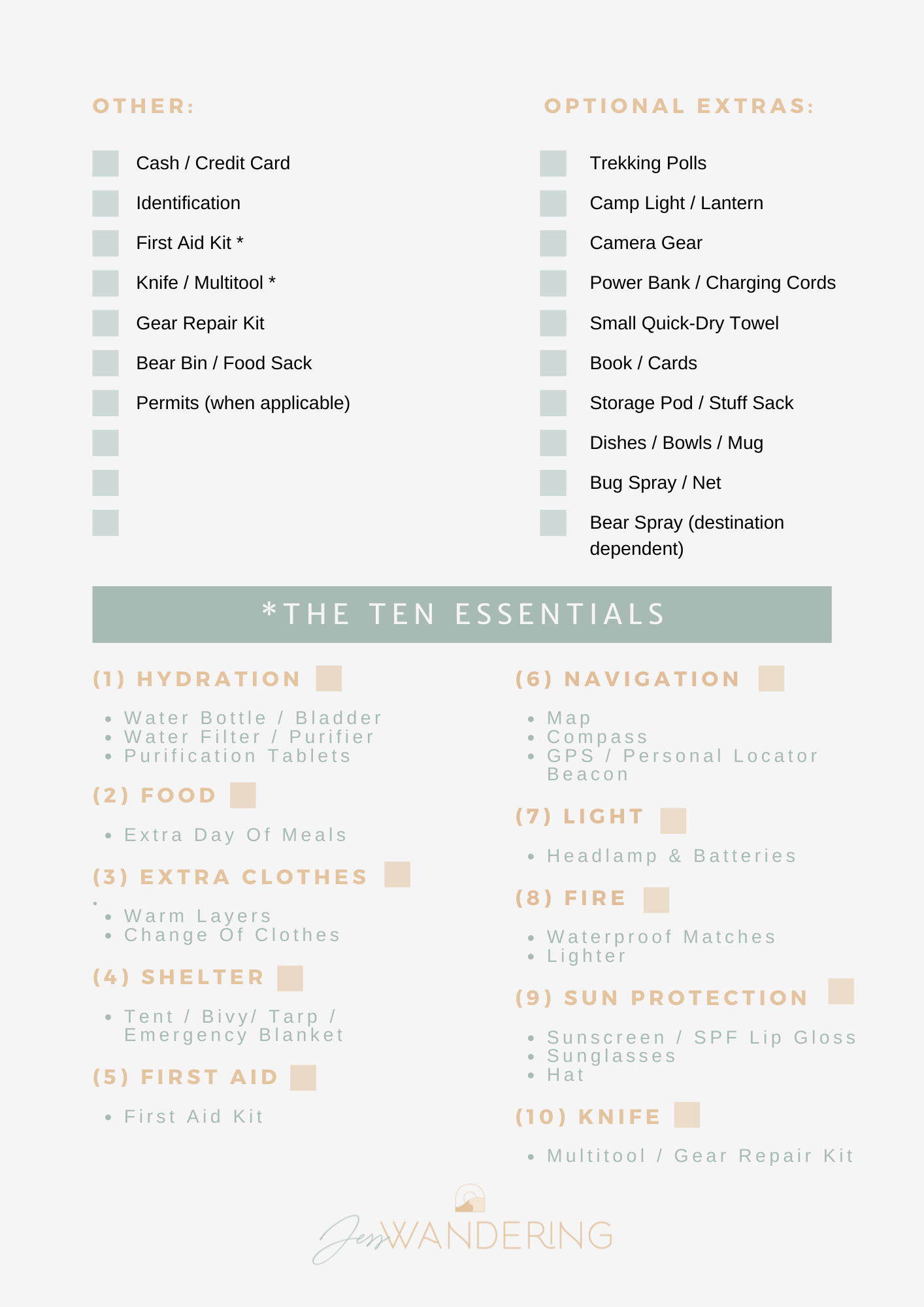 backcountry camping gear checklist