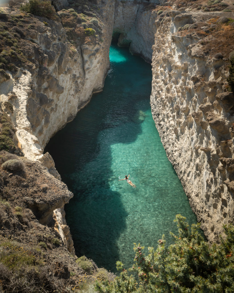 Swiming in the refreshing water at Papafragas Beach is one of the best things you can do on Milos. 