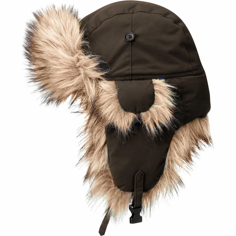 a fur lined hat with ear flaps