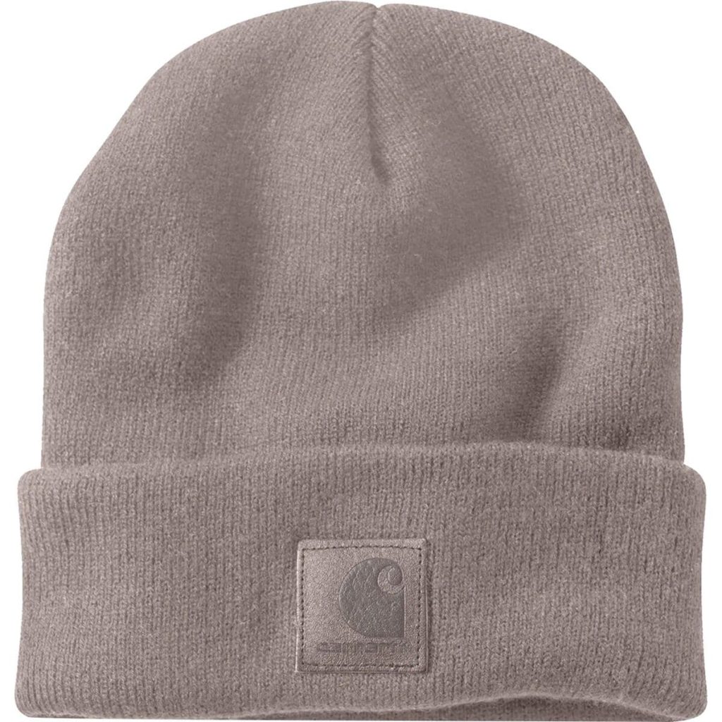 a grey beanie hat
