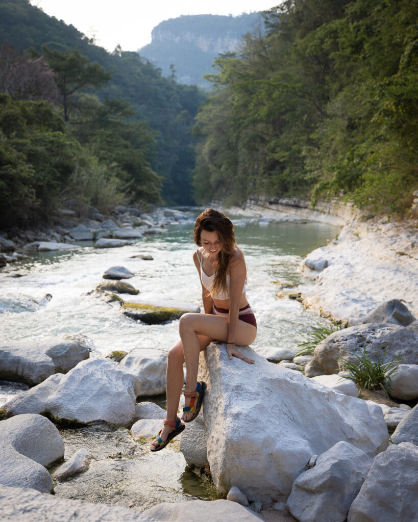 Jess Wandering on a river rafting trip in Mexico